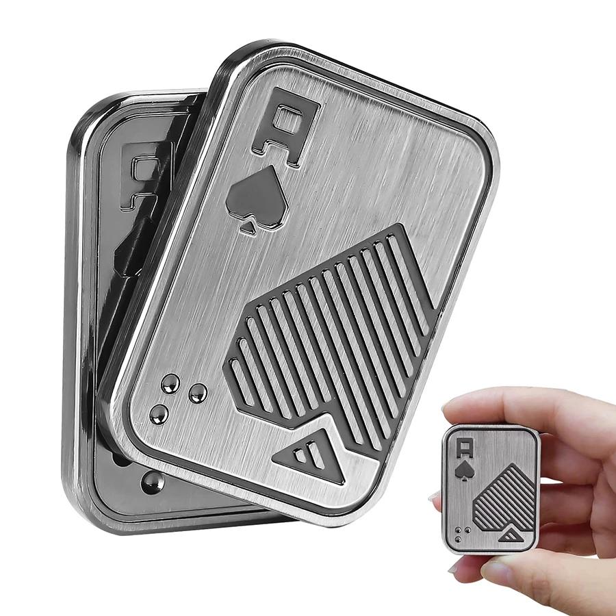 1PC Fidget Toy Adult Mens Irritable Table Toy EDC Metal Fidget Slider Magnetic Poker Push Card Adult Irritable Toy Anxiety Diso