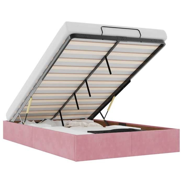 VidaXL Cadre de lit ottoman sans matelas rose 120x200 cm velours, cadre de lit, cadre de lit ottoman, cadre de lit avec 3310960