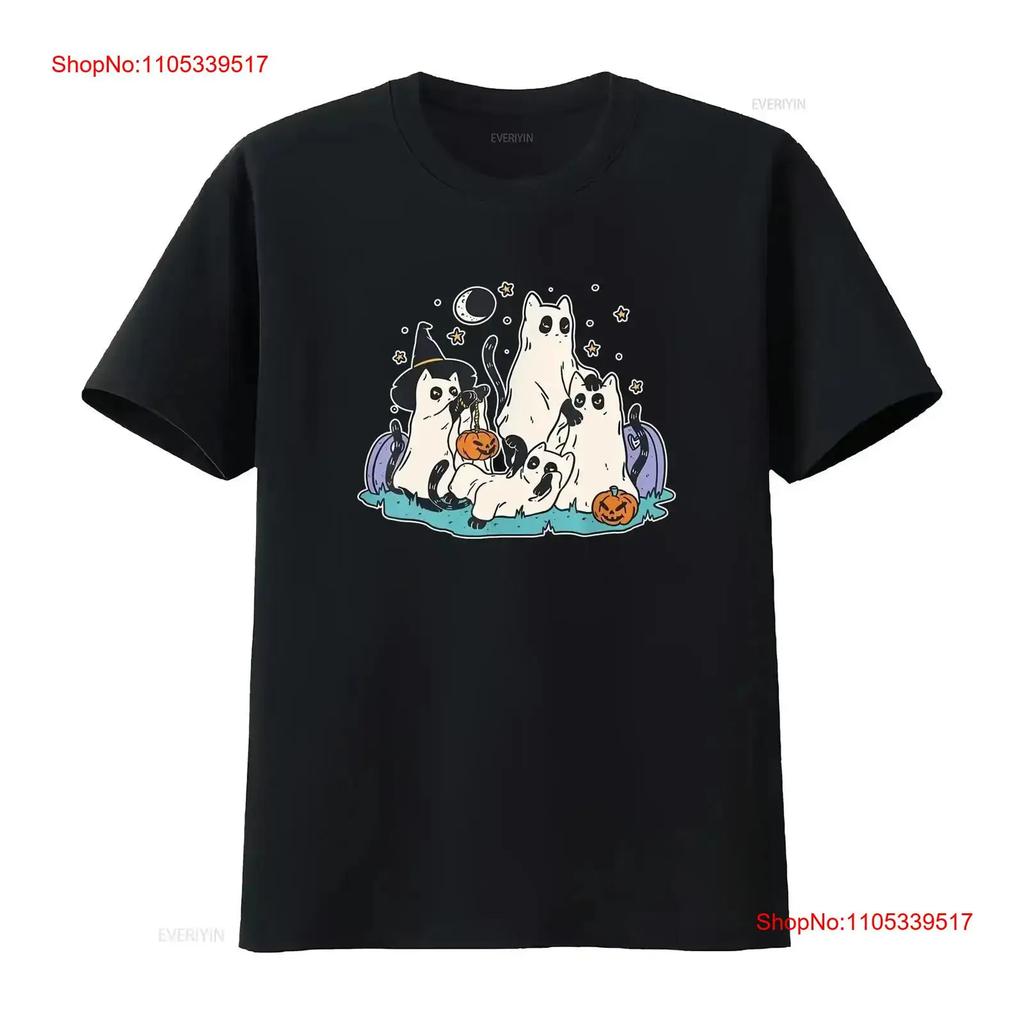 Black Cats in Ghost Costume Cute Women and Men Halloween T Shirt Size S 5XL vintage Washed grap