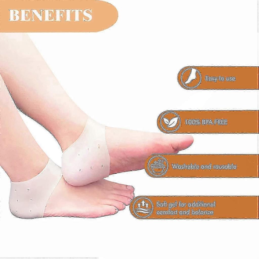 10 Pairs Silicone Heel Protectors, Silicone Heel Socks For Heel Spurs, Plantar Fasciitis, For Heel Pain Relief, Dry Cracked Heel - JV