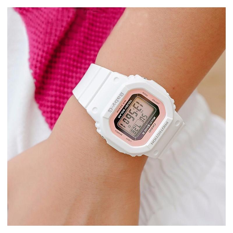 Casio BABY-G classic small square impact-resistant six-round radio wave waterproof movement quartz movement resin strap Japanese and BGD-5000U-7DPR