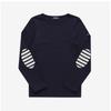 St. James 0844 Navy Ecru Navy Meridian Modern Stripe Elbow Patch Public Long Sleeve Tee