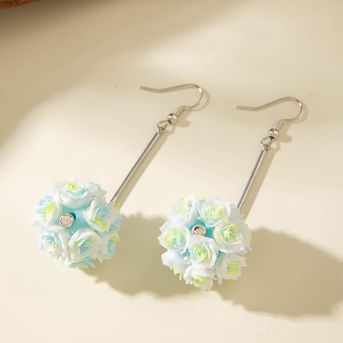 

Весна-лето, новые изысканные серьги-цветки гортензии из искусственной смолы для женщин в сочетании с юбками для создания свежего стиля