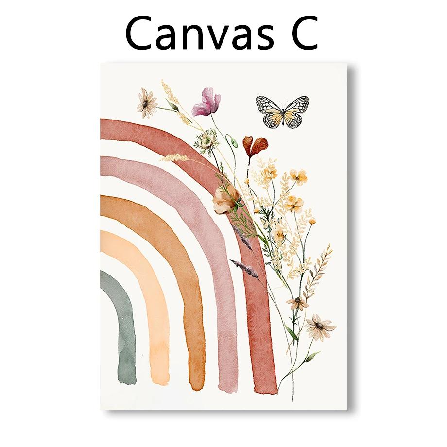 

Бохо Радуга Бабочка Цветочный Тюльпан Полевой Цветок Пользовательские Постеры с Именем Ребенка Акварель Детская Настенная Живопись Печать на Холсте Декор Комнаты 40x50cm No Framed