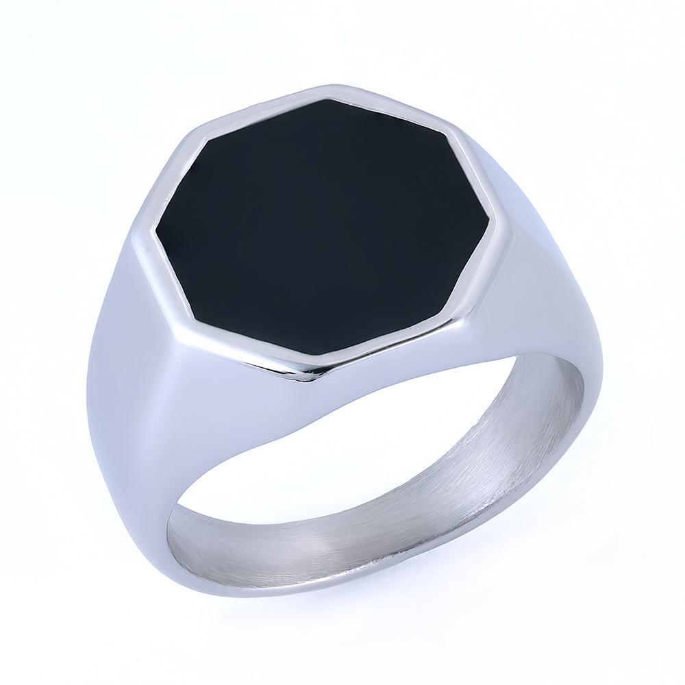 Personalized Tide Brand Spring Titanium Steel Square Epoxy Stainless Steel Ring