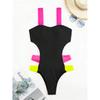 Women Sexy Color Block Backless Slim Fit One Piece Swimsuit