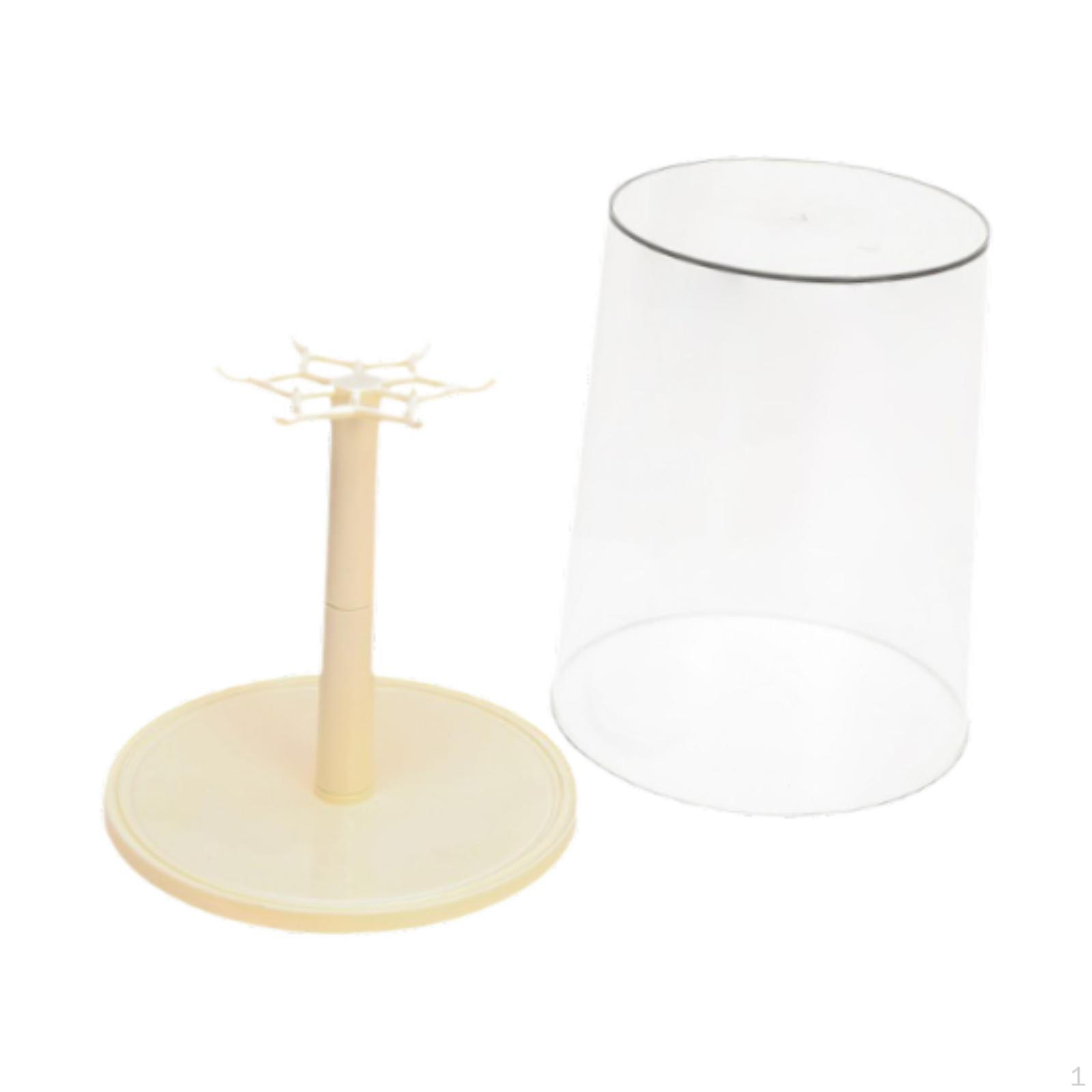 Degree Rotating Figurine Display Case, Transparent Box for Doll Display, Collection Stand, L Cream Yellow