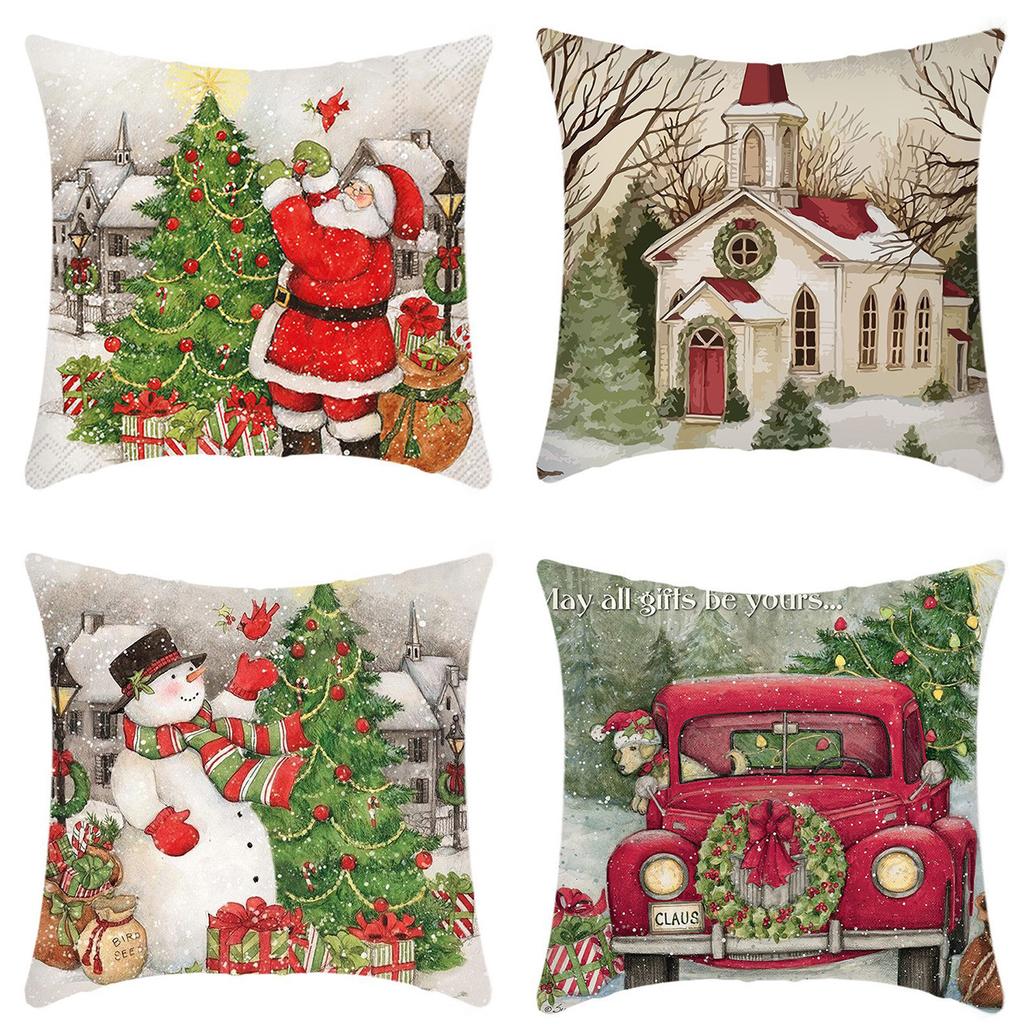 Popular Christmas Pillowcases for Holidays Santa Claus Linen Home Decoration Pillowcases