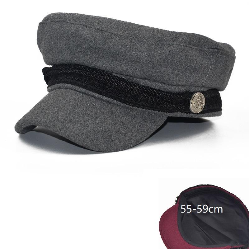 

Women Yacht Captain Sailor Hat Woollen Newsboy Cabbie Baker Boy Peaked Beret Cap 56-59cm