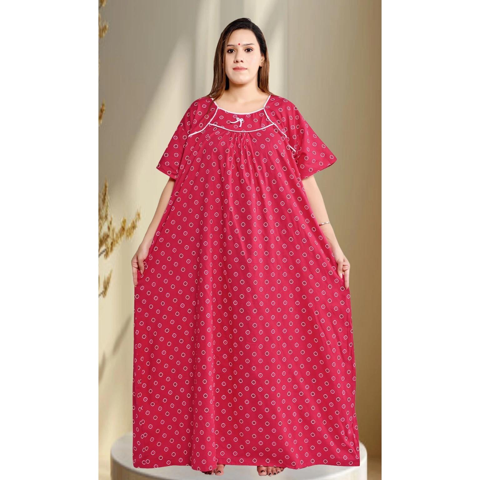 

Cotton Women Printed Night Gown Beautiful Bollywood Casual Wear Maxi Nighty 5XL-50