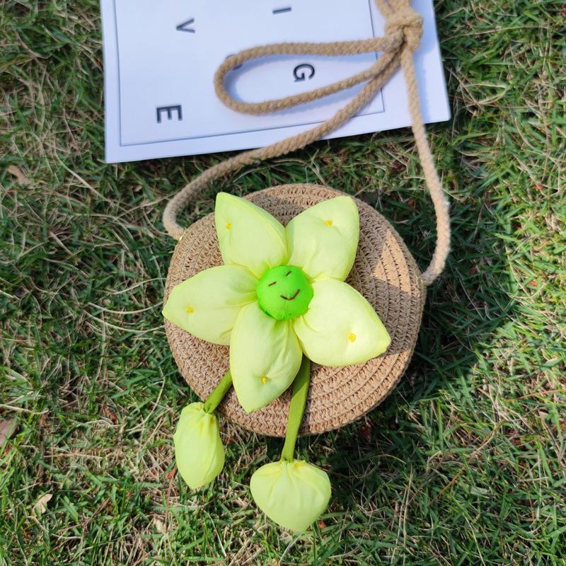Handwoven Straw Bag Naked Bag Children's Flower Child Straw Bag Messenger Bag Cloud Bag Fashionable and Versatile