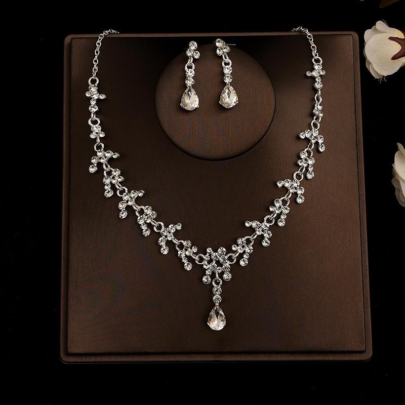 Korean Bridal Necklace & Earrings Set - Wedding Jewelry & Accessories