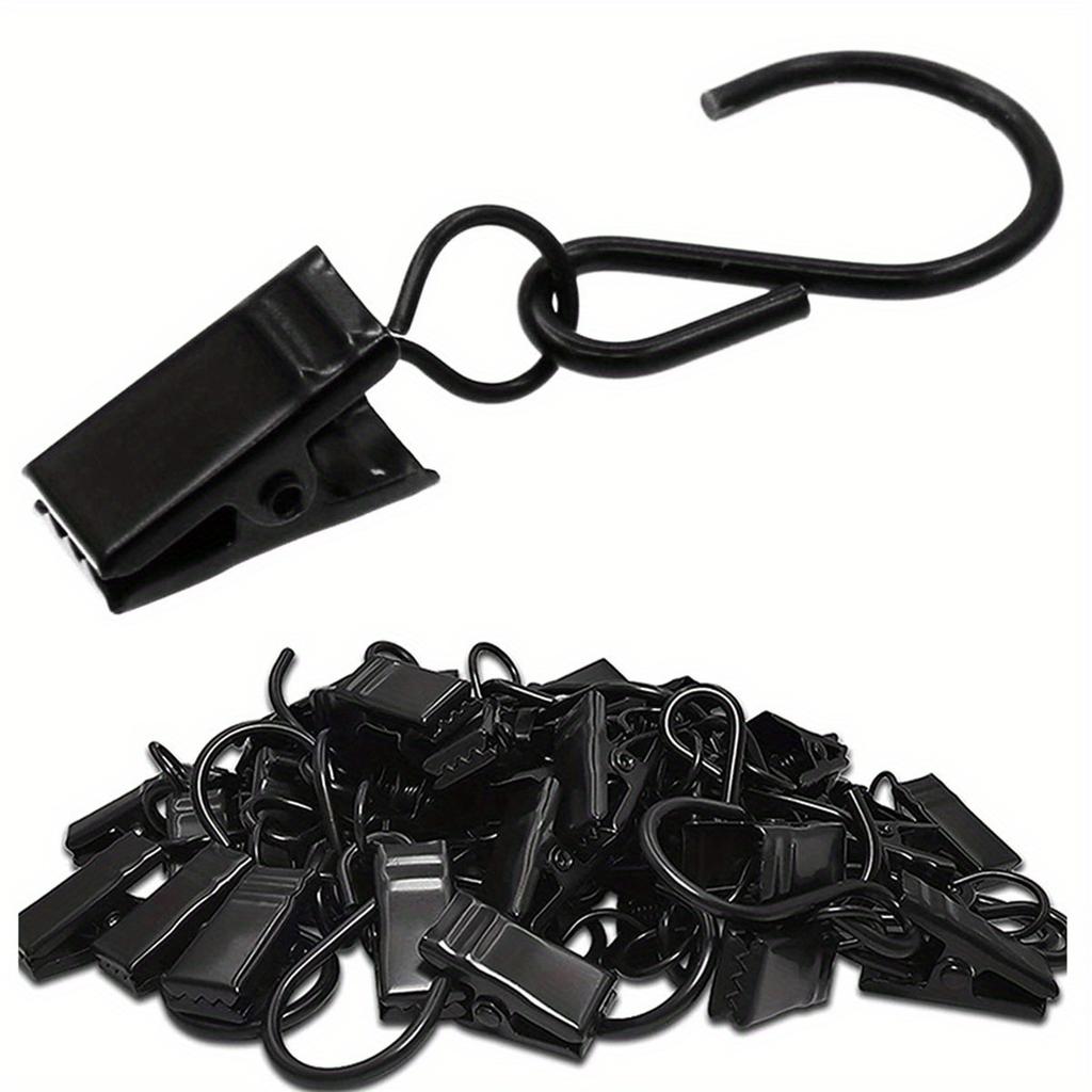 10pcs mini Hanging Multi-functional Storage Metal Hook Curtain Clip, Shower Curtain Hook Clip Outdoor Hanging Decorative Hook Clips