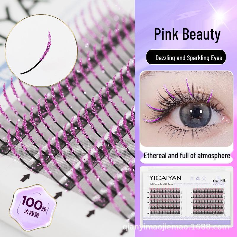 Glitter Fairy Hair Sequin-Embellished Fluorescent False Eyelashes for Halloween and Christmas 10MM