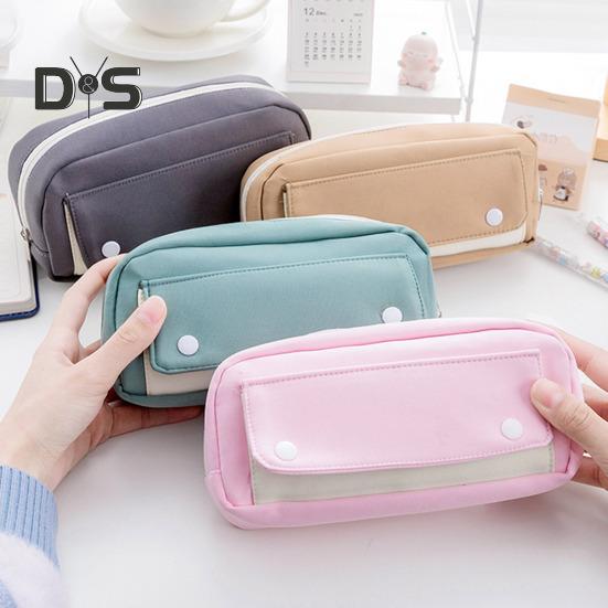 

Пенал с откидной крышкой, скрытой пряжкой, большой вместительный органайзер для ручек, большая вместительная сумка для ручек, школьные канцелярские принадлежности серый