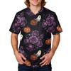 Men's Halloween Print Scrub Top Short Sleeve for Work Uniform