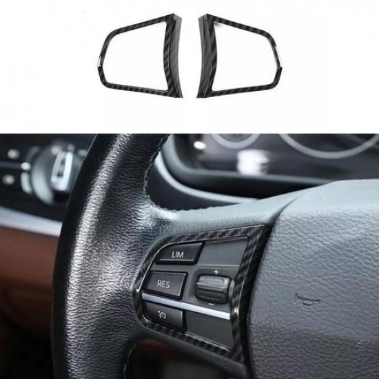 Carbon Fiber Fit For BMW 7 Series 2009-15 Cover Trim Steering Wheel Button Frame