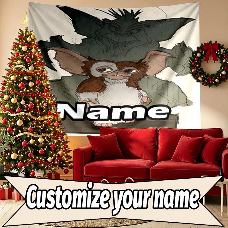 Custom Name Personalized Gizmo (Gremlins) Print Tapestry, Wall Art Decor, Bedroom, Dorm, Apartment, LivingRoom, Party Backdrop, Gift for Birthday