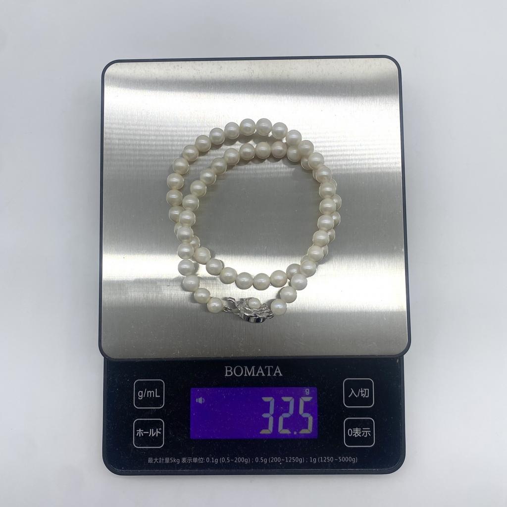 Akoya Pearl Necklace Genuine Jewelry Luster Approx. 41cm / 7.0mm–7.5mm / 32.5g Silver Clasps
