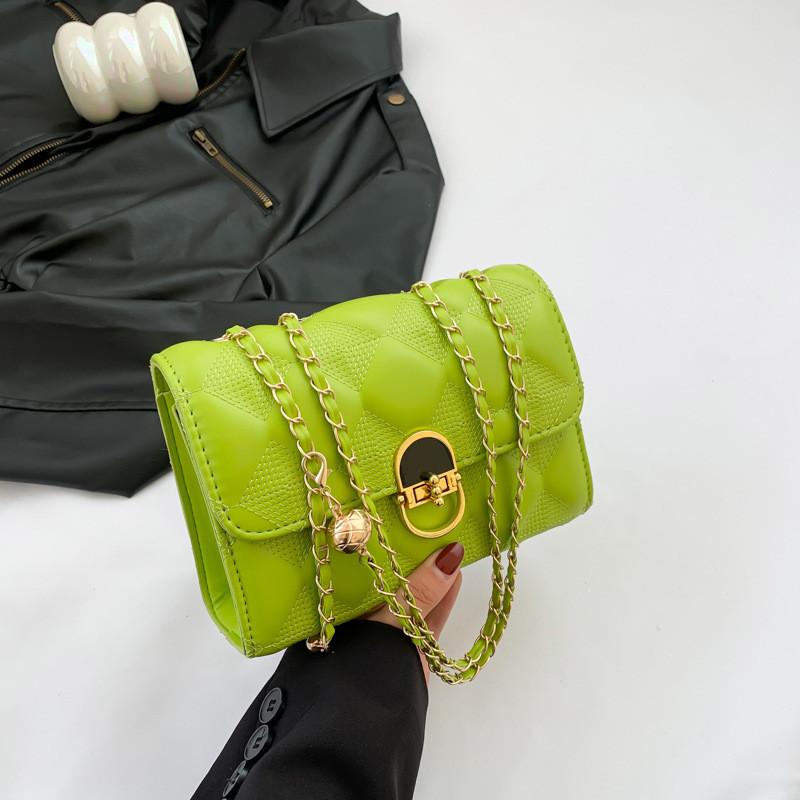Casual Texture Bag 2024 Spring New Fashion Aesthetic Chain Shoulder Bag зелёный