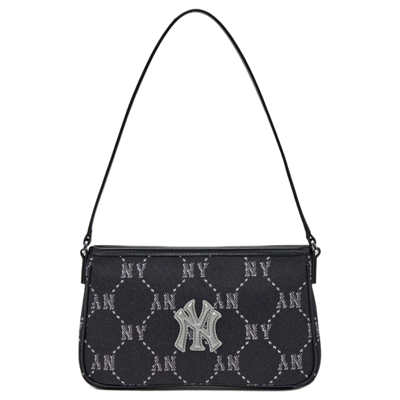 MLB 26 Spring Collection New York Yankees Diamond Flower Faux Leather Polyester Handbag Shoulder Bag Mini Unisex handbags Black 3ABQMJ16N-50BKS Basic Set Bag 22680₽