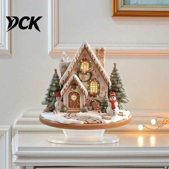 Christmas Tabletop Decorations Acrylic Table Decor, Gingerbread House Tree Ornaments, Cute Winter Accents Waterproof Holiday Desktop for Living