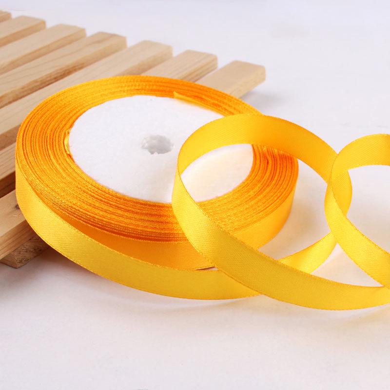 Golden Yellow Silk Ribbon for Gift Wrapping: Colorful, Satin, Woven Flowers, 0.3cm-7.5cm, Perfect for Thanksgiving
