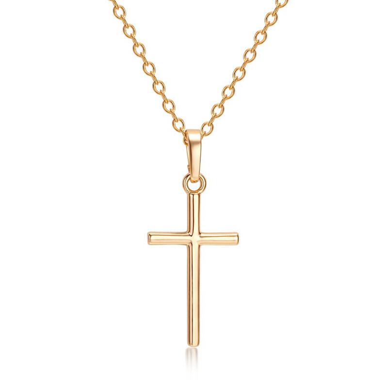 Simple Silver Gold Plated Cross Pendant Necklace Women Men's Jewelry Gift
