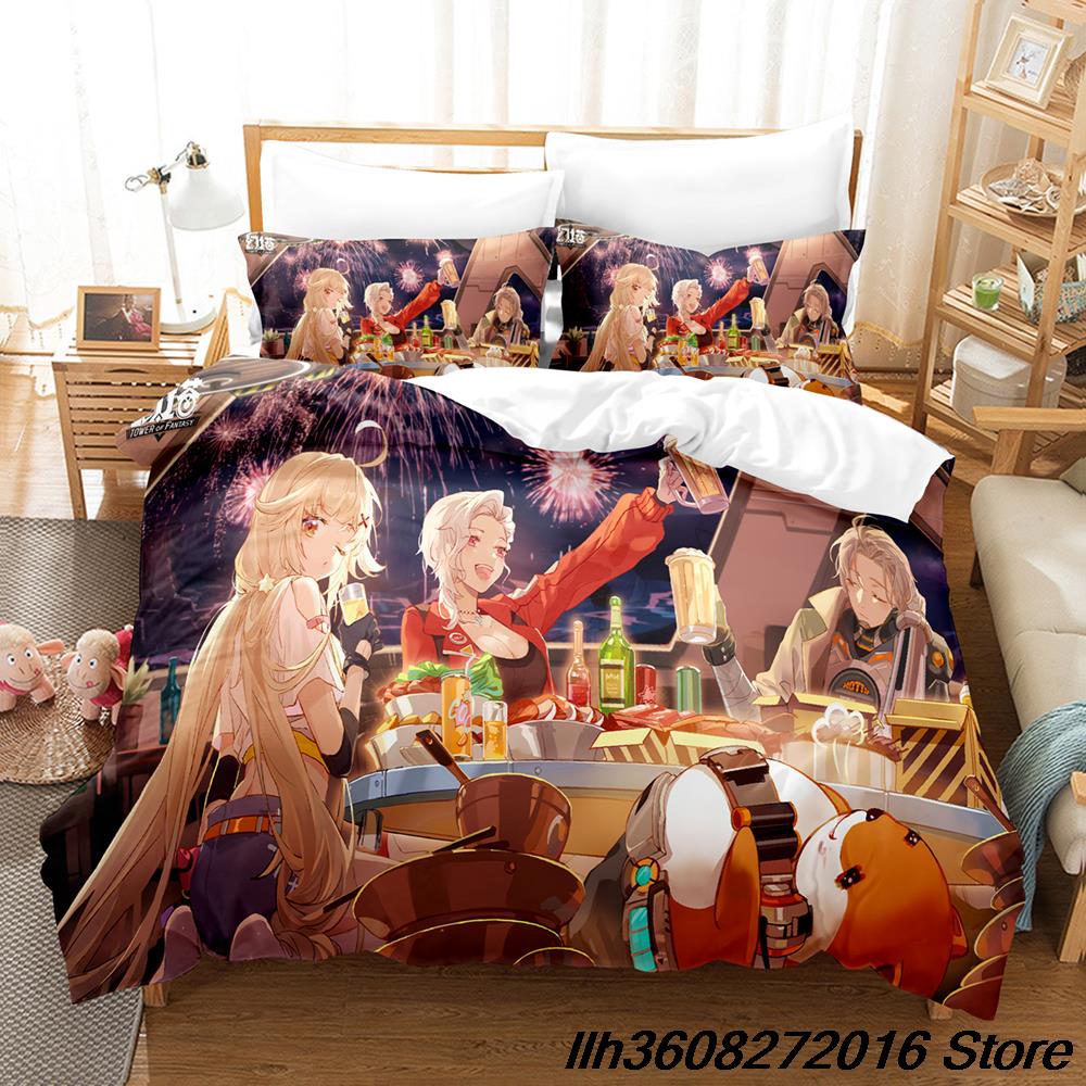 Comforter Tower Of Fantasy Bedding Set Single Twin Full Queen King Size Bed Set Adult Kid Bedroom Three-Piece Suits Anime Bed Sheet S