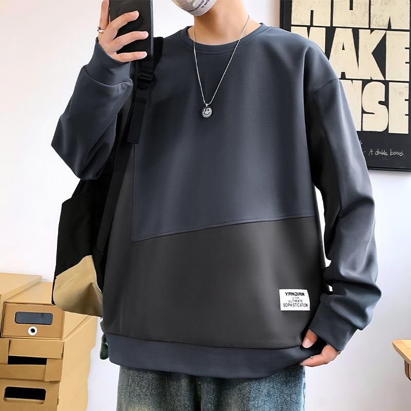 

Толстовка с длинными рукавами мужская осенне-зимняя однотонная с круглым вырезом, новая простая толстовка-пуловер для мальчиков, куртка для студентов, мужская одежда 5XL