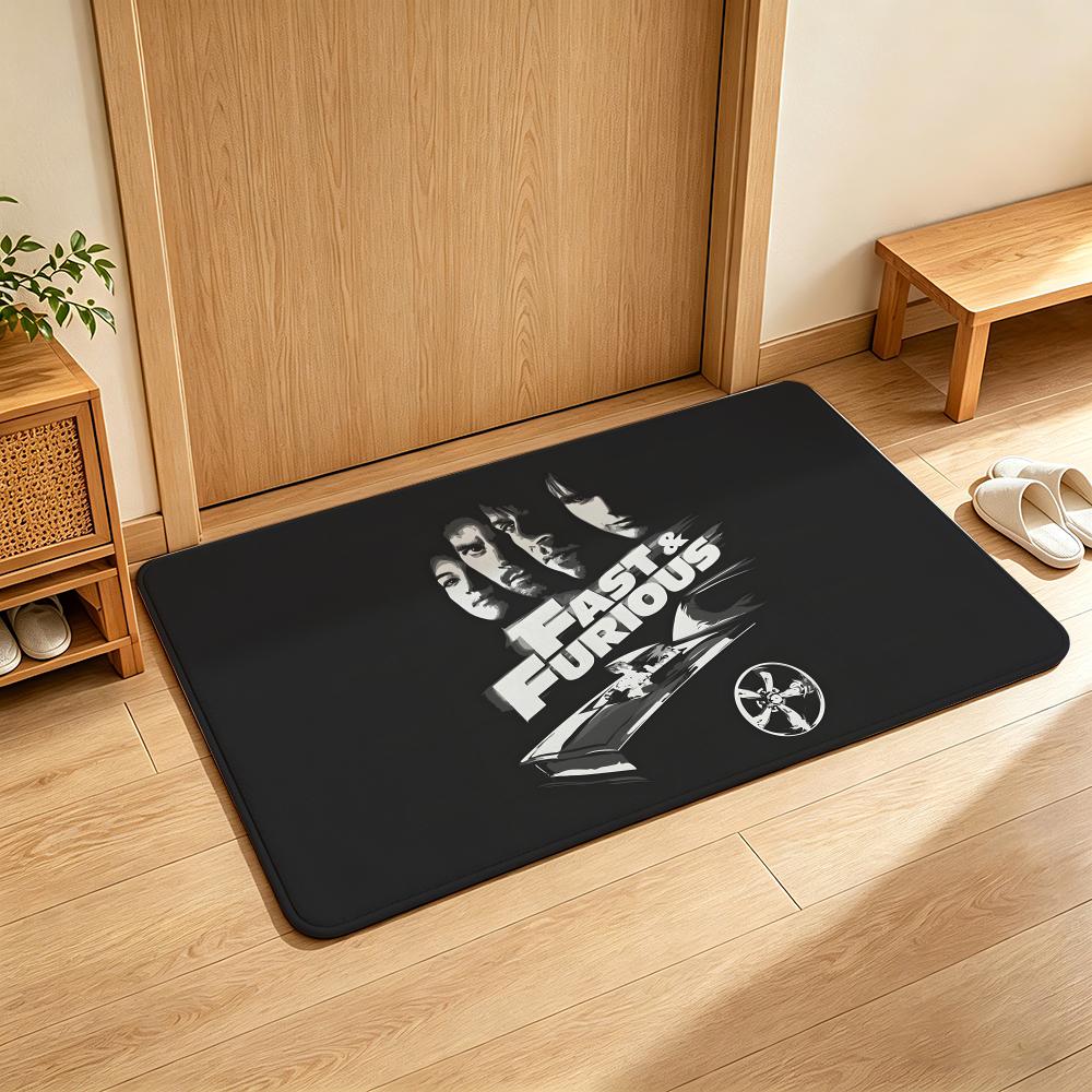 

Movie F-Fast & Furious-F Floor Mat Soft Flannel Entrance Door Mat Non Slip Absorbent Bathroom Bedroom Floor Rug 40x60cm