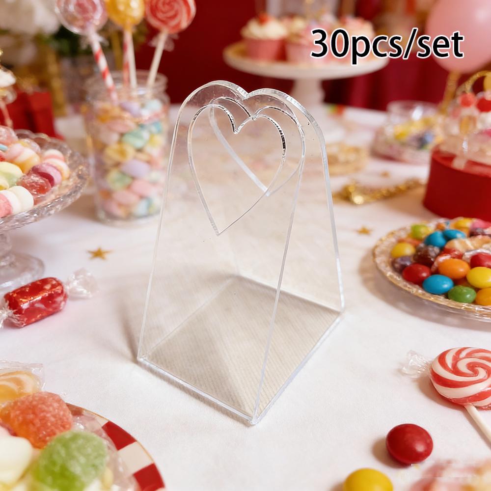 30pcs/set High Transparency Acrylic Gift Box 3 Creative Handle Styles (heart-shaped/semi-circular) 9x4.5x5.5cm Compact Party Candy Packaging Boxes