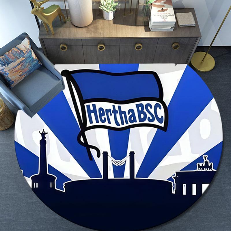Hertha BSC Berlin Printed Round Rug, Non Slip Washable Circular Carpet For Living Room Bedroom Playroom, Sports Fan Decor, Holiday Birthday Gift