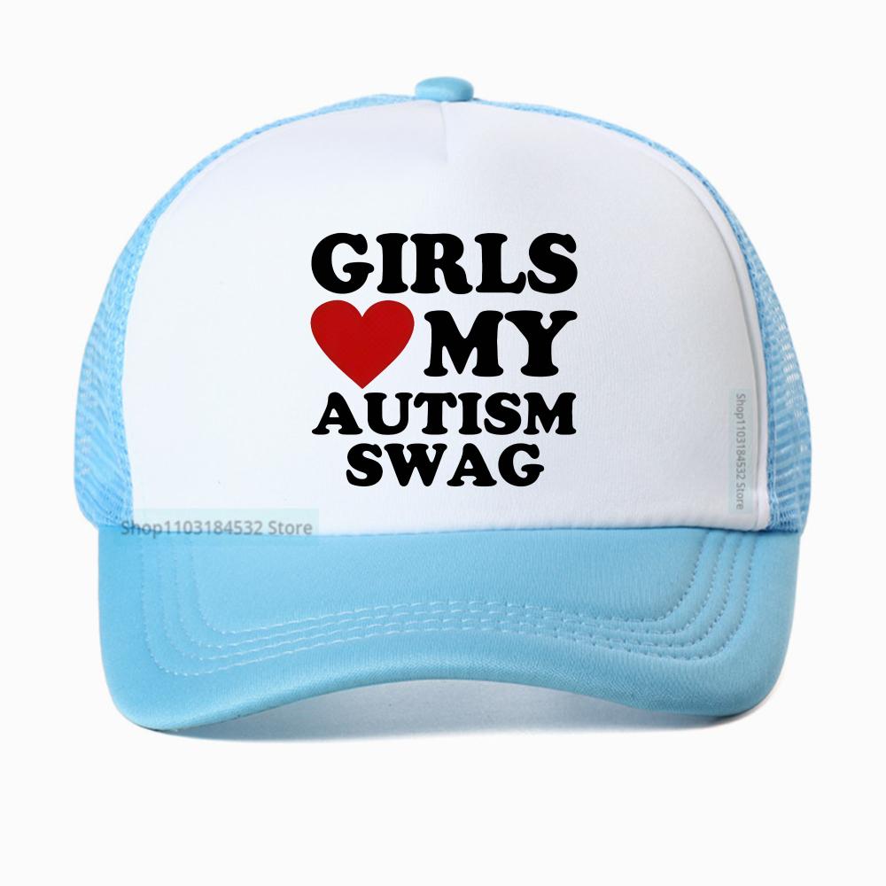 

Girls Love My Autism Swag Funny Autistic Boy Gifts Awareness baseball cap fashion Graphic Streetwear Breathable snapback hats Adjustable
