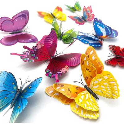 12-Pack Multi-Color 3D Butterfly Wall Stickers with Double Wings – PVC Fridge Magnets for Party & Home Decor