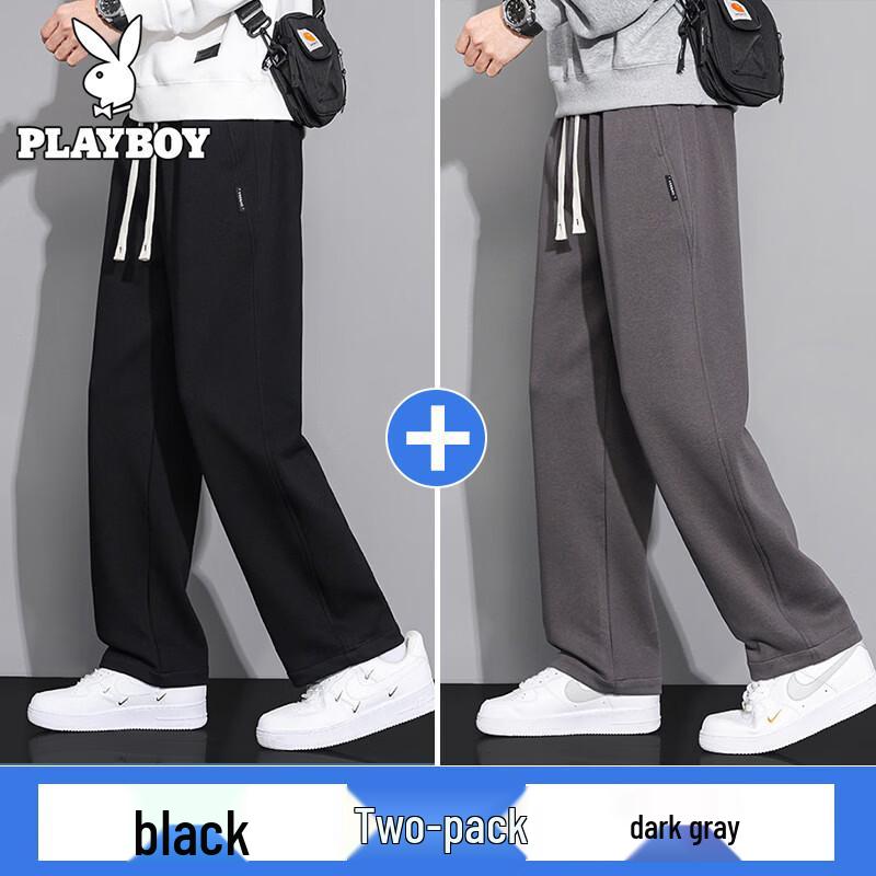 PLAYBOY Men's Loose Straight Leg Casual Sweatpants