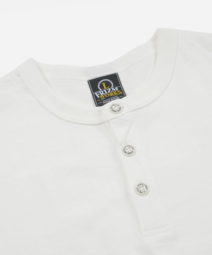 FRIZMWORKS 10S Solid Henley Neck Tee _ White