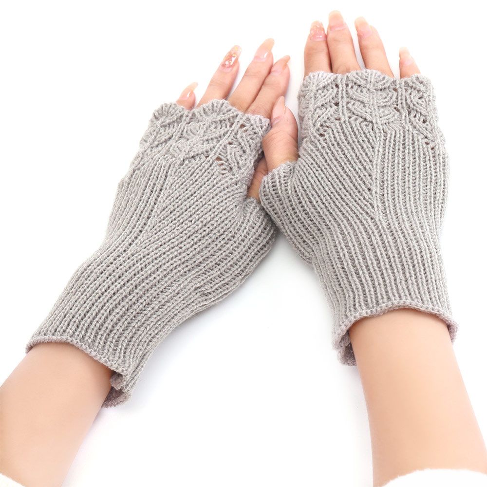 Women Girls Elastic Candy Color Arm Warmers Fingerless  Mittens Thick Warm Knitted Gloves