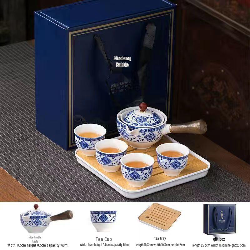 Portable Ceramic Travel Tea Set with Automatic Kung Fu Tea Maker - Business Gift