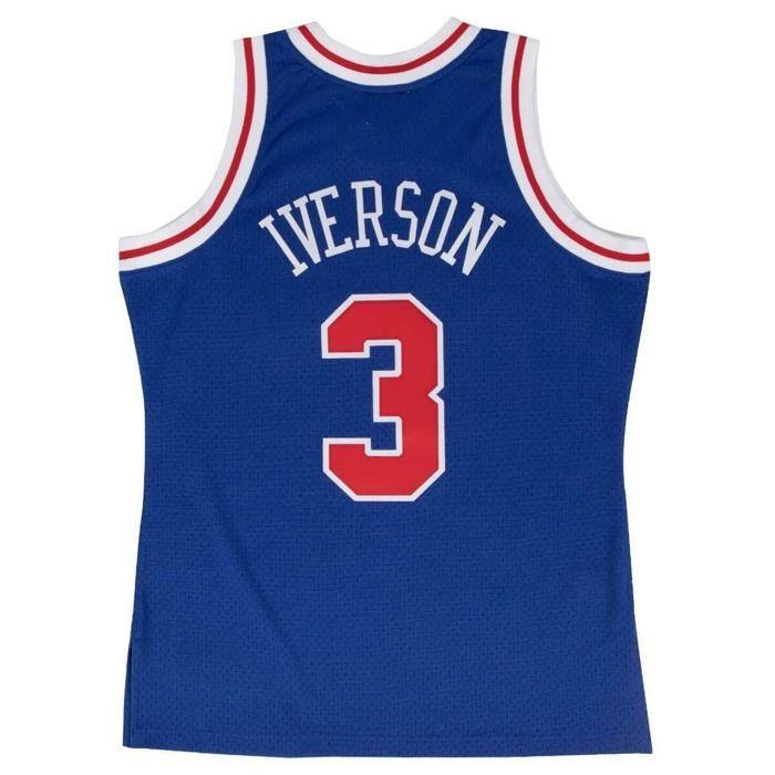 Maillot de basket - Philadelphia 76ers - Allen Iverson #3 - Bleu/Rouge - Sans manche - Adulte