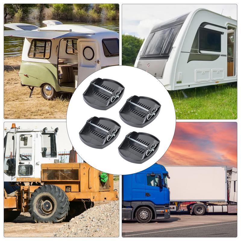 Wohnmobil-Stützfuß Dauerhaft befestigte Stützfüße 4 Stück Unterlegkeile Anhänger Nivellierung Flex-Pad mit dauerhaft befestigten Stützfüßen