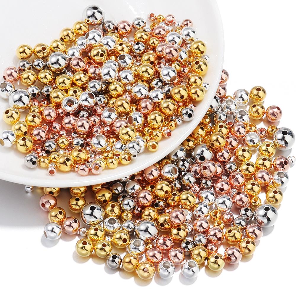 100 Vergoldete Kupfer Distanzperlen mit großem Loch, DIY Handgemachtes Schmuckzubehör