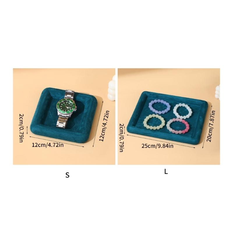 Velvety Jewelry Display Tray Exquisite Jewellery Holder Portable Rings Earrings Necklace Organizer Tray Storage Holder