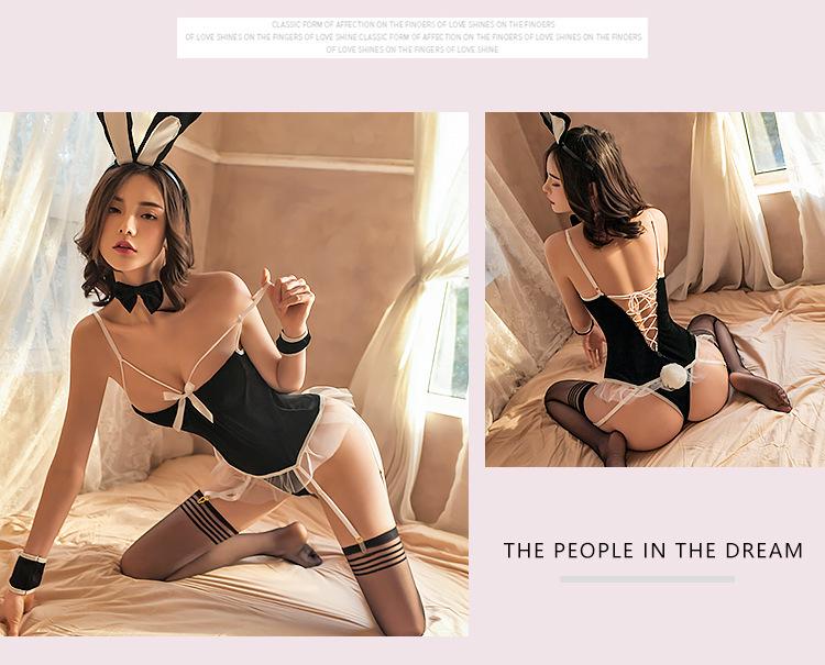 Sexy Christmas Bunny Lingerie Set: Temptation Bow & See-Through Stockings