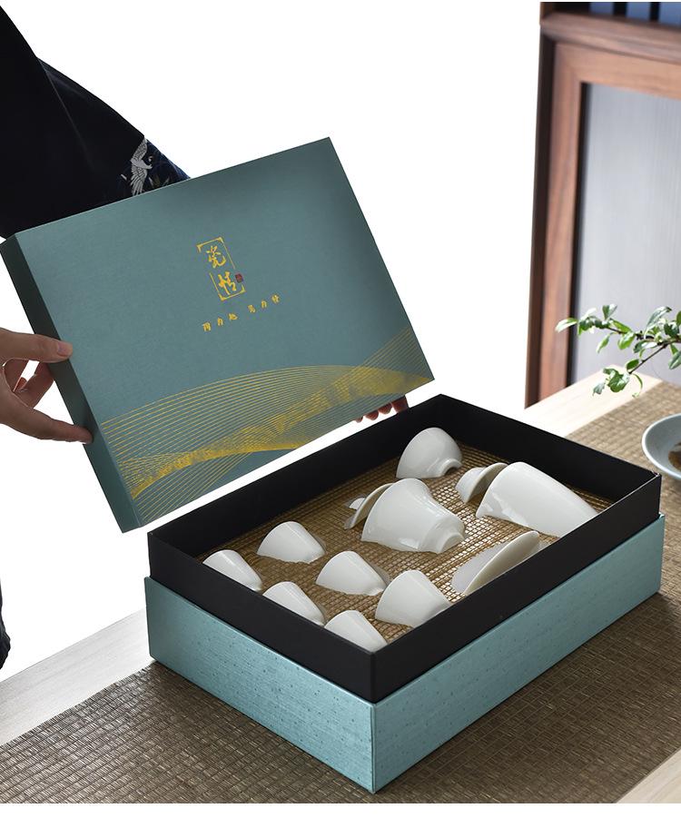 Lamb Fat White Porcelain Gongfu Tea Set - Customizable Tea Cups & Business Gift