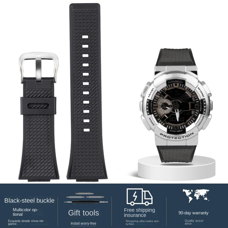 For Casio G-SHOCK GA110 GM110 GM-110GB Silicone Small Steel Cannon watchband Red Blue Color Blocking Orange Resin Watch Strap