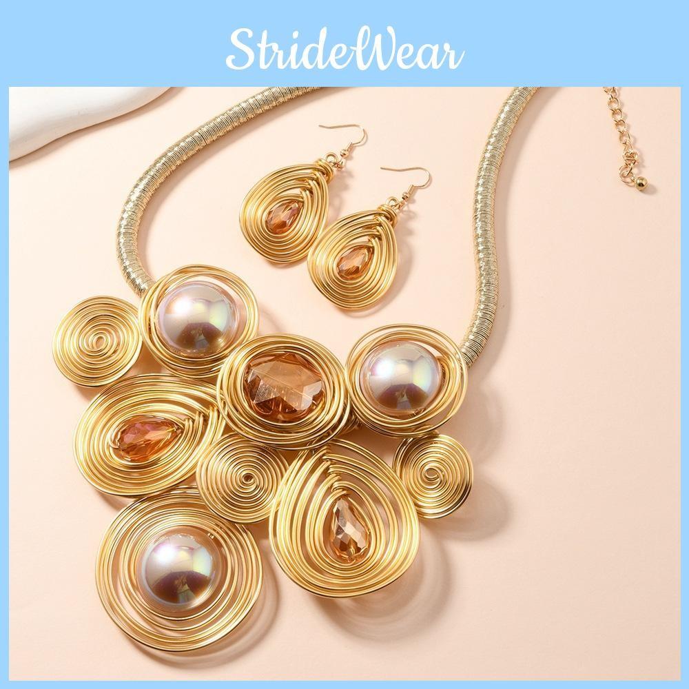 Trend Set Jewelry With Acrylic Pendants And Electroplated Finish For Ladies