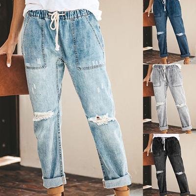 Summer Sexy Temperament Denim Straight Trousers Elastic Large Size Women's Jeans