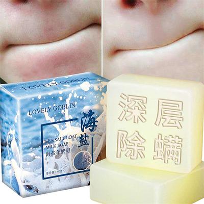 Aggiornamento Detergente per sapone al sale marino Rimozione Brufolo Pori Trattamento per l'acne Latte di capra Idratante Lavaggio del viso Base di sapone Cura della pelle
