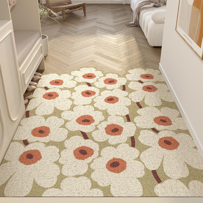 PVC Front Door Anti Slip Foot Mat, Can Be Cut Blanket, Entrance Floor Mat, Advanced  New Wave Silk Ring